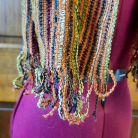 Filatess retro funky striped wool blend long scarf with fringe - Picture 5 of 9